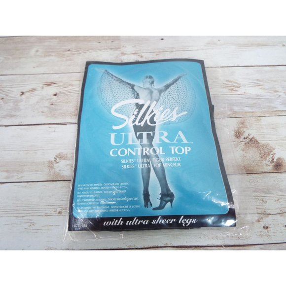 Silkies Ultra Control Top Jet Black Queen XL Pantyhose - Picture 5 of 6